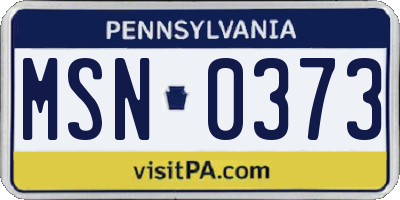 PA license plate MSN0373