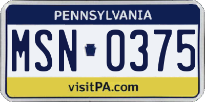 PA license plate MSN0375