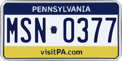 PA license plate MSN0377