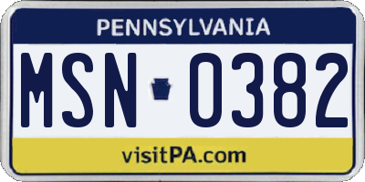 PA license plate MSN0382