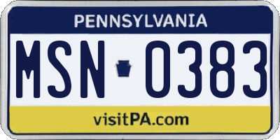 PA license plate MSN0383