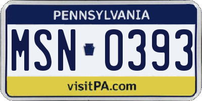 PA license plate MSN0393