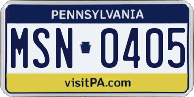 PA license plate MSN0405