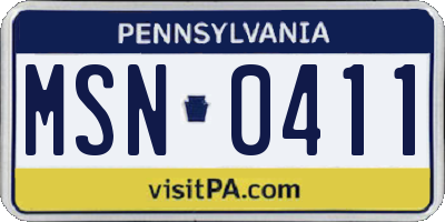 PA license plate MSN0411