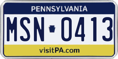 PA license plate MSN0413