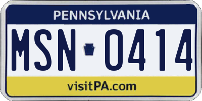 PA license plate MSN0414