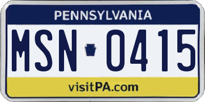PA license plate MSN0415