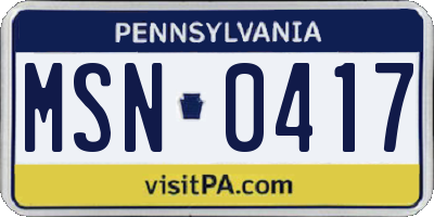 PA license plate MSN0417