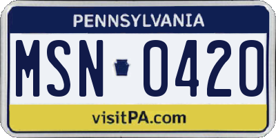 PA license plate MSN0420