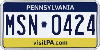 PA license plate MSN0424