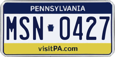 PA license plate MSN0427