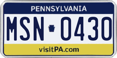 PA license plate MSN0430