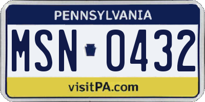 PA license plate MSN0432