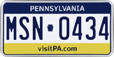 PA license plate MSN0434