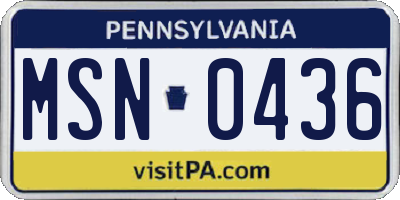 PA license plate MSN0436