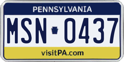 PA license plate MSN0437