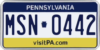 PA license plate MSN0442