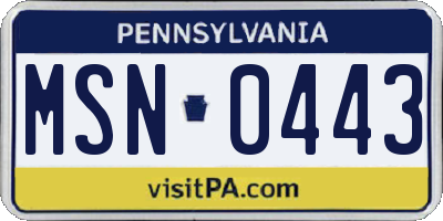 PA license plate MSN0443
