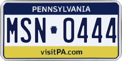 PA license plate MSN0444