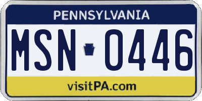 PA license plate MSN0446