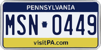 PA license plate MSN0449