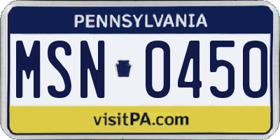 PA license plate MSN0450