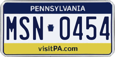 PA license plate MSN0454