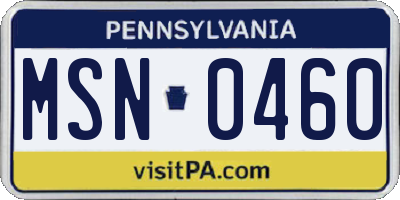 PA license plate MSN0460