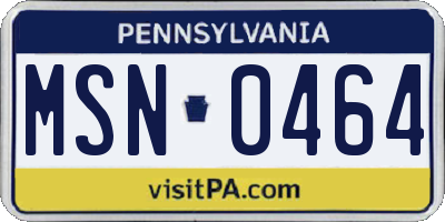 PA license plate MSN0464