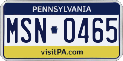 PA license plate MSN0465