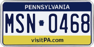 PA license plate MSN0468