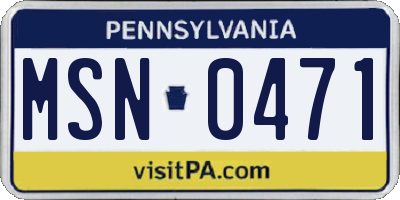 PA license plate MSN0471