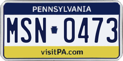 PA license plate MSN0473