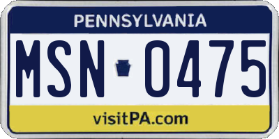 PA license plate MSN0475