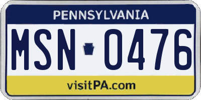 PA license plate MSN0476
