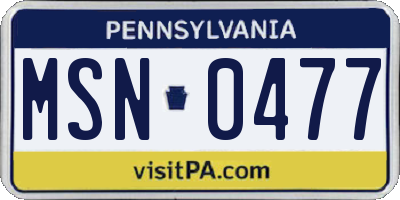 PA license plate MSN0477