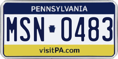 PA license plate MSN0483