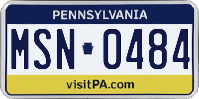 PA license plate MSN0484