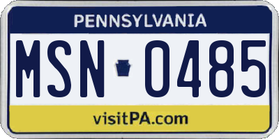 PA license plate MSN0485