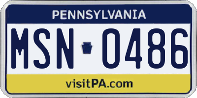 PA license plate MSN0486