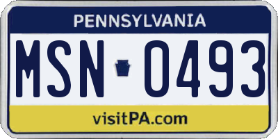 PA license plate MSN0493