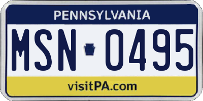PA license plate MSN0495