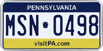 PA license plate MSN0498