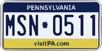 PA license plate MSN0511