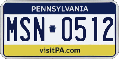 PA license plate MSN0512
