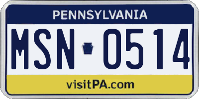 PA license plate MSN0514
