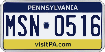 PA license plate MSN0516