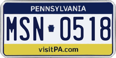 PA license plate MSN0518
