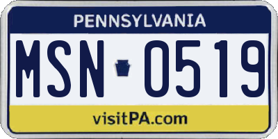 PA license plate MSN0519