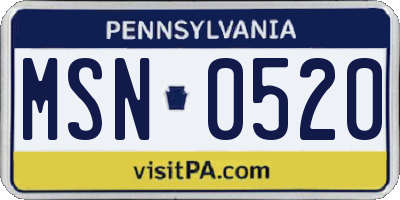 PA license plate MSN0520